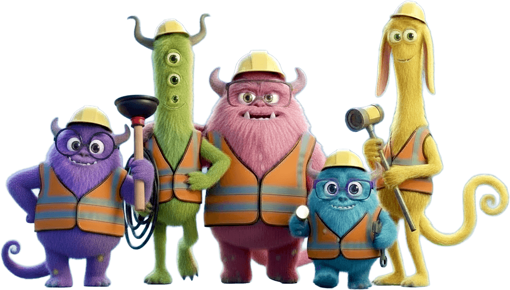 Drainage monsters group portrait standing with drainage tools